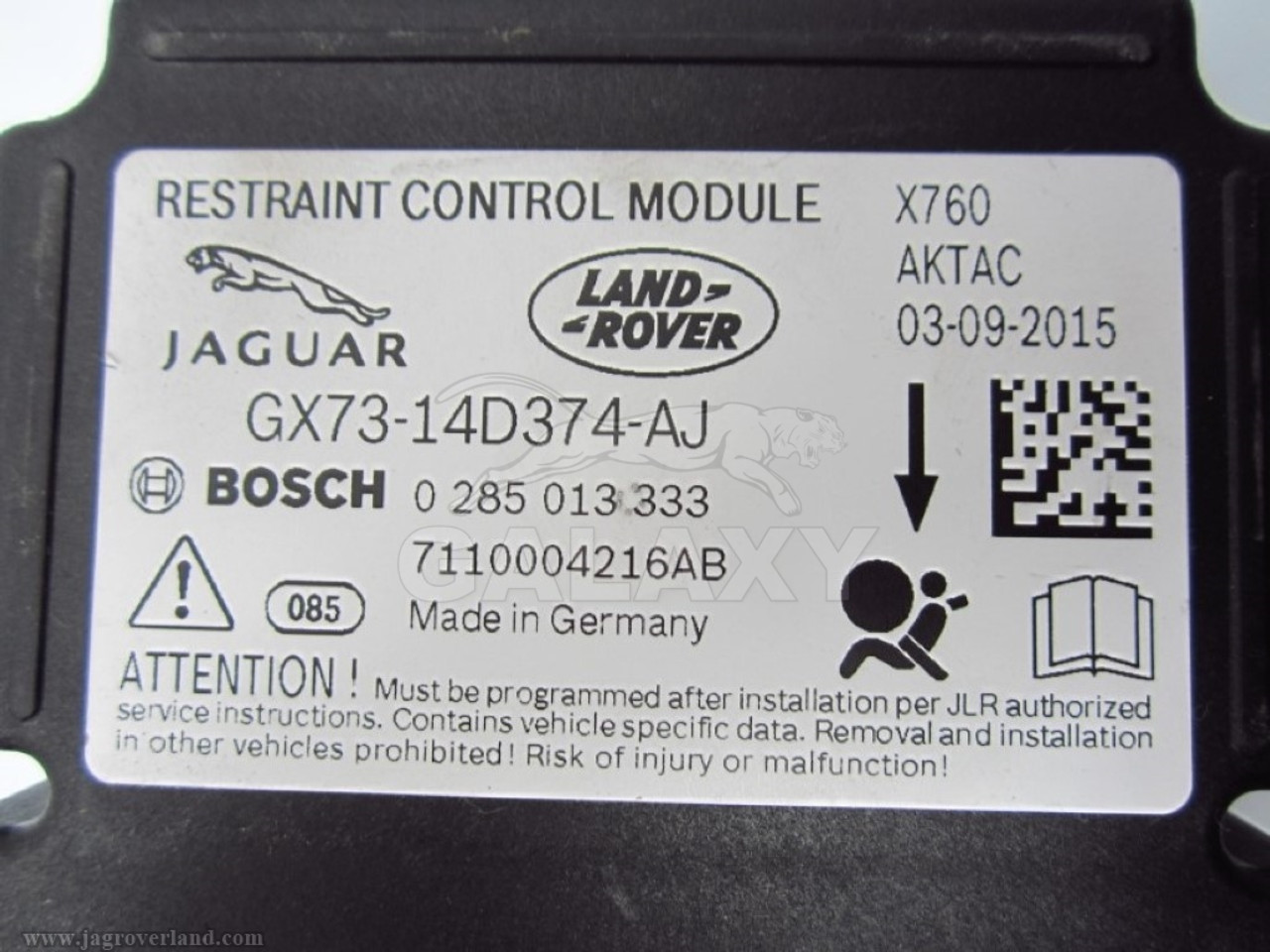 Control Module GX73-14D374-AJ 16-18 XF XE F-Pace T2H19065 Restraint  Diagnostic Sensor